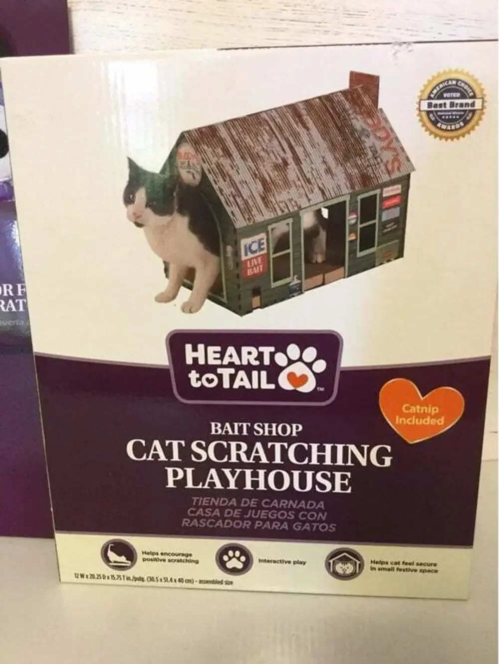 Bait Shop Cat Small Animal Playhouse with Cardboard Scratching Board & Shark Toy